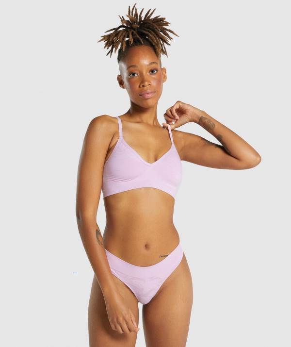 Damske Spodne Pradlo Gymshark Seamless Low Neck Bralette Svetlo Ruzove | RZ1726985